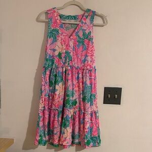 Lilly Pulitzer Pink Tropical Tiered Mini Dress | XS
